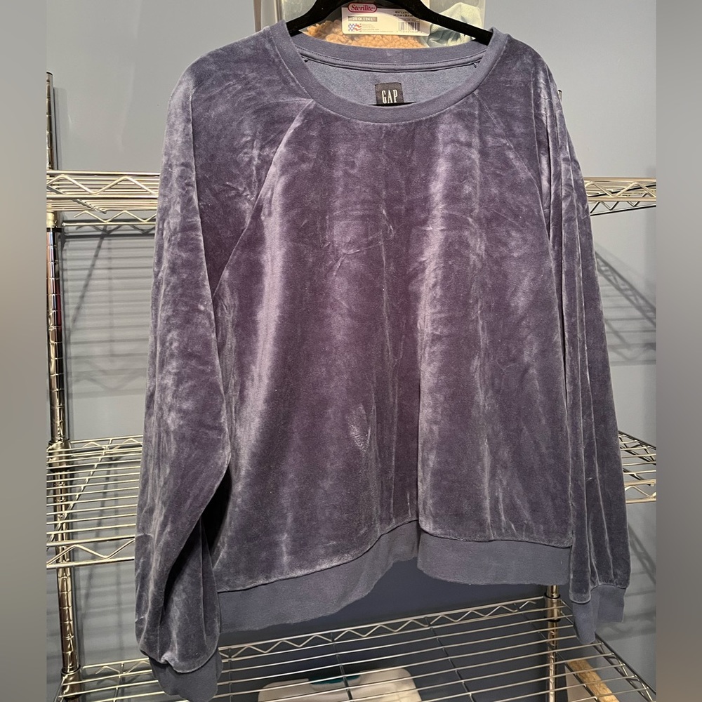 Gap Velour Pullover Sweater Bluish Purple